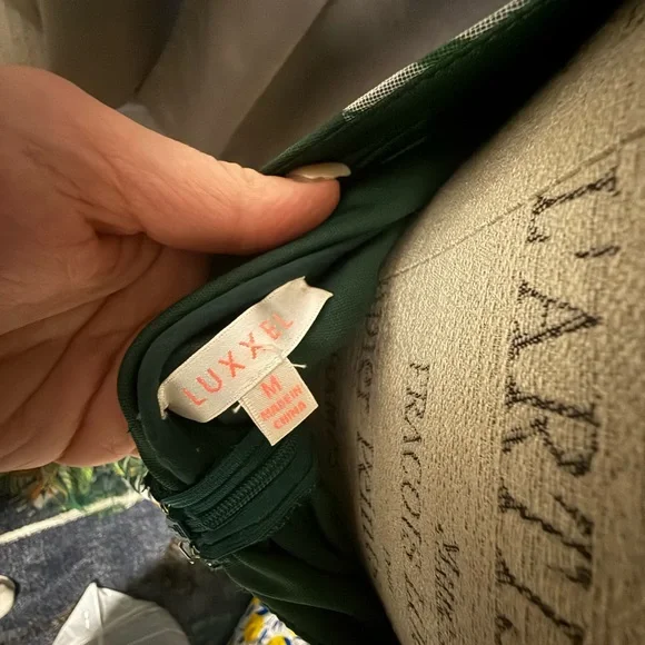 LUXXEL Green Tropical Leaf Print Maxi Dress – Size M - Picture 5 of 5